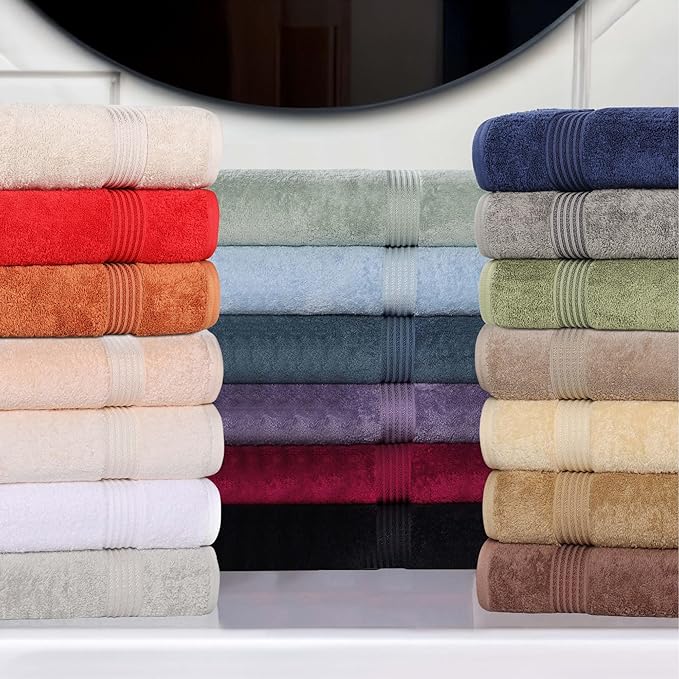 Superior Egyptian Cotton Bath Towel Set, Home Bathroom Towels, Master, Guest Bath, Decor Essentials, Quick Dry, Absorbent, Large Body Towels, Spa, Hotel, Resort, Adult, Kids, Set of 2, Navy Blue