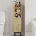 Bathroom Storage Cabinet, Small Corner Floor Cabinet with Door and Shelves, Narrow Toilet Paper Holder, Bathroom Organizer with Adjustable Shelf, for Small Spaces, Yellow BC08202B