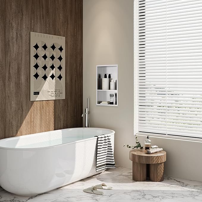 Stainless Steel Shower Niche 18" X 12", No Tile Needed Wall Niche Double Shelves, Recessed Shower Shelf for Bathroom Storage, Brushed Nickel