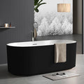 67-in Freestanding Bathtub - Acrylic Soaking Tub with Overflow Drain - CUPC Certified Thickened Design Glossy Black for Bathroom