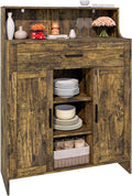 Storage Cabinet with Doors and Drawers, Kitchen Storage Cabinet with 1 Large Drawer,2 Doors,and 2 Adjustable Shelves,for Bathroom/Kitchen/Living Room/Entrance Hall (Retro Color)