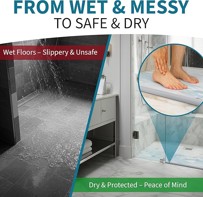 Premium 39 Inch Shower Water Guard & Door Seal Strip – Walk-in Bath Screen Splash Protector – Bottom Sweep for Glass Threshold – Flexible Barrier to Keep Liquid Inside Tub