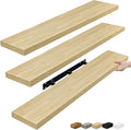 Sorbus Floating Shelves for Wall - 48 Inch Long Bathroom Shelves, Wall Decor for Bedroom, Kitchen, Living Room & Book Storage - Mounted Floating Shelf with Invisible Brackets (Maple Wood, 3 Pack)