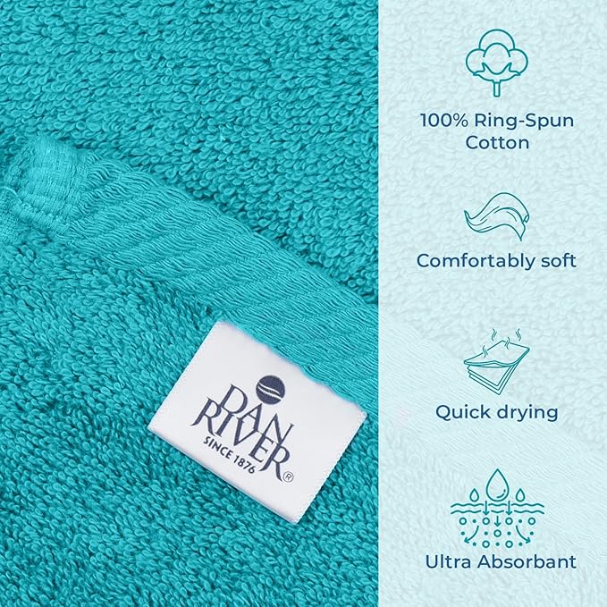 DAN RIVER Pack of 1 Bath Sheet 40x80 Inches, Jumbo Bath Sheets for Adults, Thick and Absorbent Large Towels - Aqua