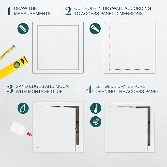 8" x 8" White Metal Access Panel for Drywall - Service Shaft Door Panel for Plumbing, Electricity, Heating, Alarm Wall Access Hole Cover
