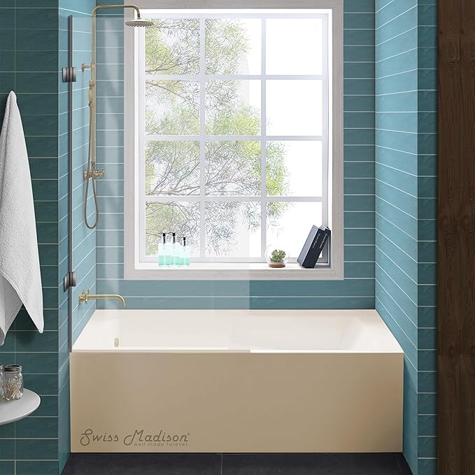 Voltaire 60" X 32" Left-Hand Drain Alcove Bathtub with Apron in Bisque