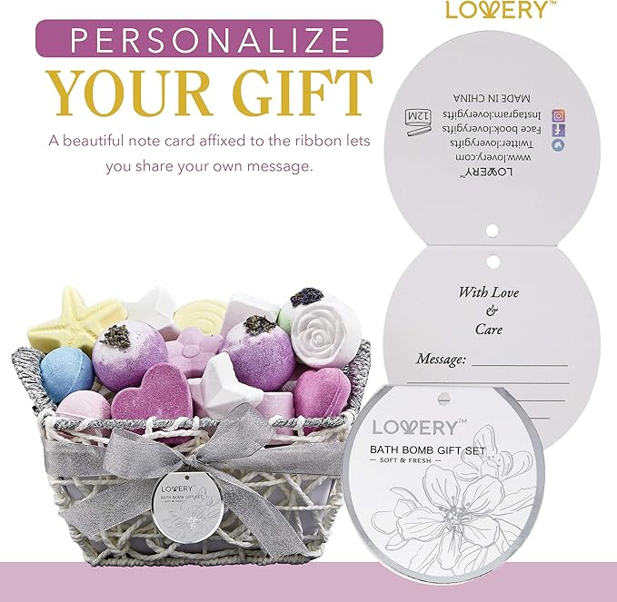 Christmas Bath Bombs Gift Set for Women, 17 Large Bath Fizzies in Assorted Colors, Shapes & Scents,Bath and Body Spa Set with Shea & Coco Butter–Ultra Rich Spa Set in Handmade Weaved Basket