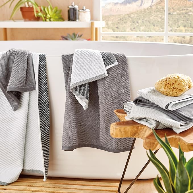 Wellbe 4-Piece Towel Set - Quick Dry, Absorbent, Soft, 2 Bath, 2 Hand, Grey