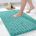 Yimobra Bathroom Rugs Non Slip Washable - Ultra Soft Absorbent Chenille Bath Mat, Quick Dry Shaggy Floor Carpet for Tub Shower, Lake Blue Home Decor Accessories, 24x17 Inch