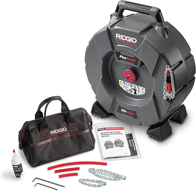 RIDGID 64273 Model K9-204 FlexShaft Drain Cleaning Machine Kit for 2"-4" Pipes