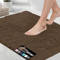GORILLA GRIP Bath Rug Mat 48x17, Thick Soft Absorbent Chenille, Quick Dry Microfiber Mats, Rubber Backing Washable Shower Floor Rugs, Bathmat Runner, US Designed Bathroom Home Decor Accessories Brown