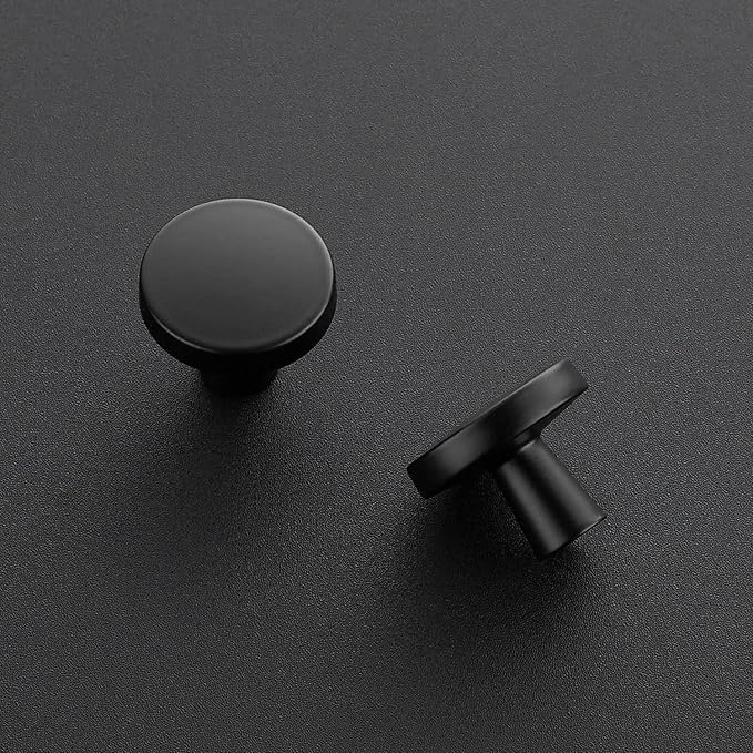 Ravinte 5 Pack Drawer Pulls 1-1/4 Inch Matte Black Kitchen Cabinet Knobs Solid Round Black Dresser Handles for Simple Cupboard Hardware