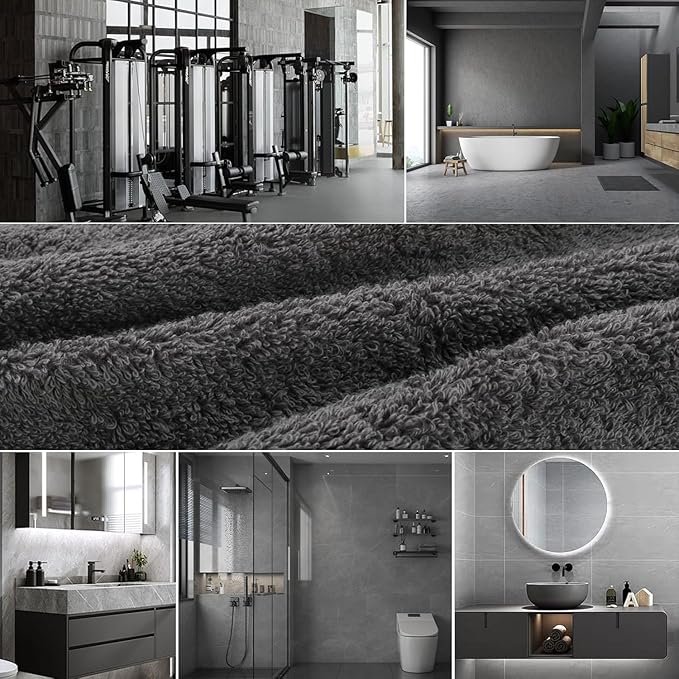 SEMAXE Grey Bath Towels Set of 4, 100% Cotton Luxury Bathroom Towels, Soft, Absorbent, and Quick-Drying, 55"x27", Perfect for Hotels, Gyms, and Spas
