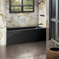 Fine Fixtures Acrylic, Fiberglass Alcove Soaking Bathtub with Integral Apron Front in Glossy Black - Right Hand Drain, 54" x 30"