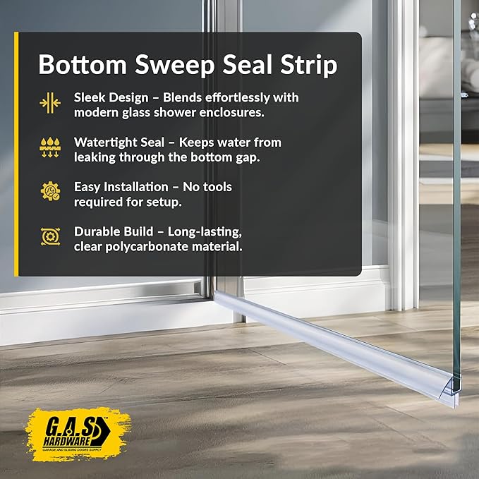 1/4" (6mm) Frameless Glass Shower Door Bottom Sweep – 40" (101.6cm) Ultra-Clear Drip Rail Seal Strip, 1 Piece for Leak Protection, Water Control & Easy DIY Installation