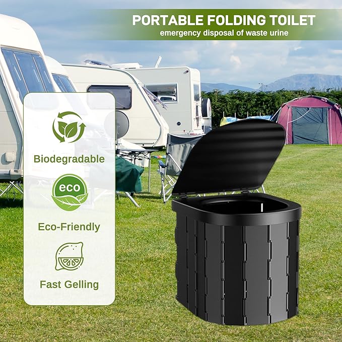 Portable Camping Shower, Pop Up Privacy Tent Kit with LED Light and Foldable Toilet, 6000mAh LCD Screen Shower Pump, Filtered Shower Heads & 5.3 Gallons Bucket, Outdoor Shower for Hiking, Travel, Car