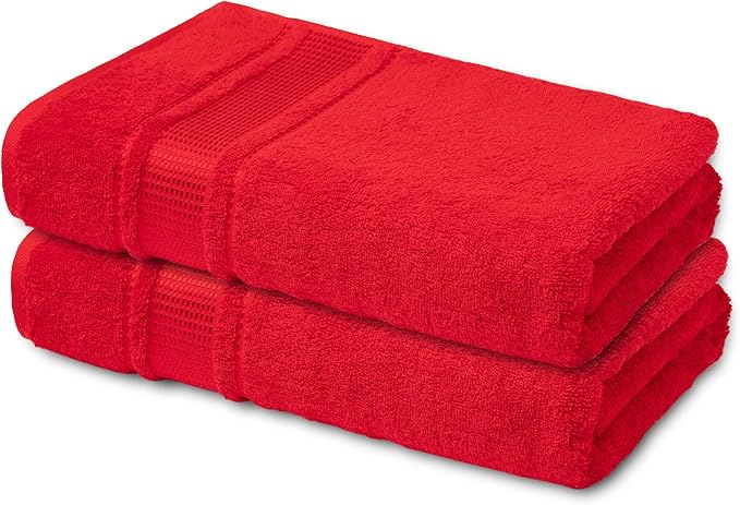 Melissa Linen, 2 Piece Hand Towel Set, 100% Turkish Cotton Face Hand Towels for Bathroom, 20 in x 35 in, Absorbent, Quick Dry, Durable and Soft, Spa and Hotel Quality, Red