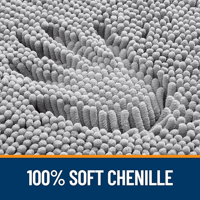 OLANLY Bathroom Rugs Sets 2 Piece, Soft Absorbent Chenille Bath Mats and U-Shaped Contour Toilet Mat Area Rug Set, Machine Washable Bath Carpet, Home Decor Accessories(36"x24"+24"x20", Grey)