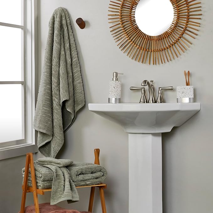 SKL Home CloudSoft Cotton Luxury Bath Towel, Sage