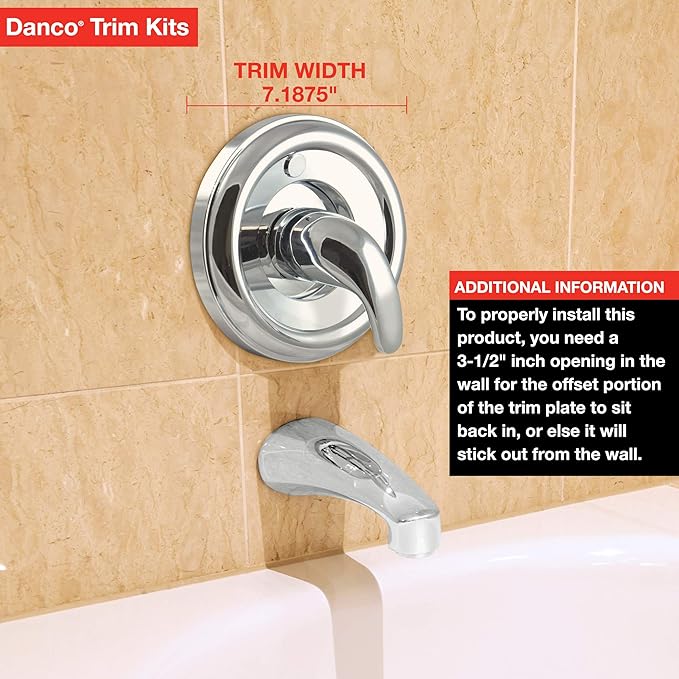 Danco 10001 Trim Kit, for Use with Moen Tub and Shower Faucets, Plastic, Chrome Plated, Single-Handle Valve