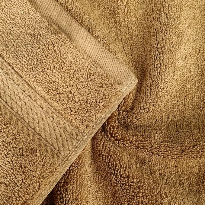 BLUENILEMILLS Madison Egyptian Cotton Towels, Towel Set for Bathroom, Shower, Hotel, Plush, 800 GSM, Highly Absorbent and Ultra-Soft Towels, Bath Essentials, 8 Piece Assorted Towel Set, Toast