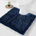 Yimobra Toilet Rugs U Shaped Washable, Extra Thick Soft Absorbent Chenille Contour Bathroom Rugs for Toilet 24x24 Inch, Quick Dry Non Slip Toilet Mat for Bath Floor, Navy Blue