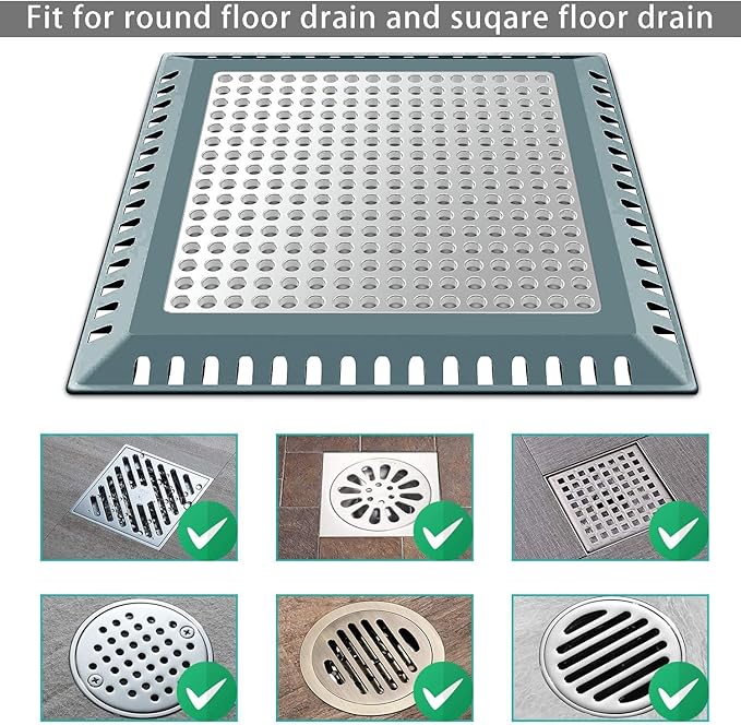 Hair Catcher/Drain Strainer/Shower Drain Cover for Bathroom Floor Drain, Stainless Steel and Silicone (Patented Product)