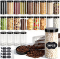 Plastic Jars with Lids,OBKJJ 34 PCS 16 OZ Large Capacity Clear Storage Containers with Leakproof Lids Reusable Empty Storage Container for Dry Food Spice Candy Cookie Household and Kitchen Organizing