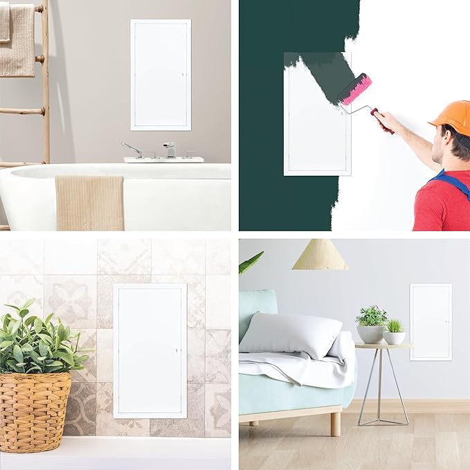 12" x 24" White Metal Access Panel. Service Shaft Door Panel. Plumbing, Electricity, Heating, Alarm Wall Access Panel for Drywall. Bathroom Services Access Hole Cover.