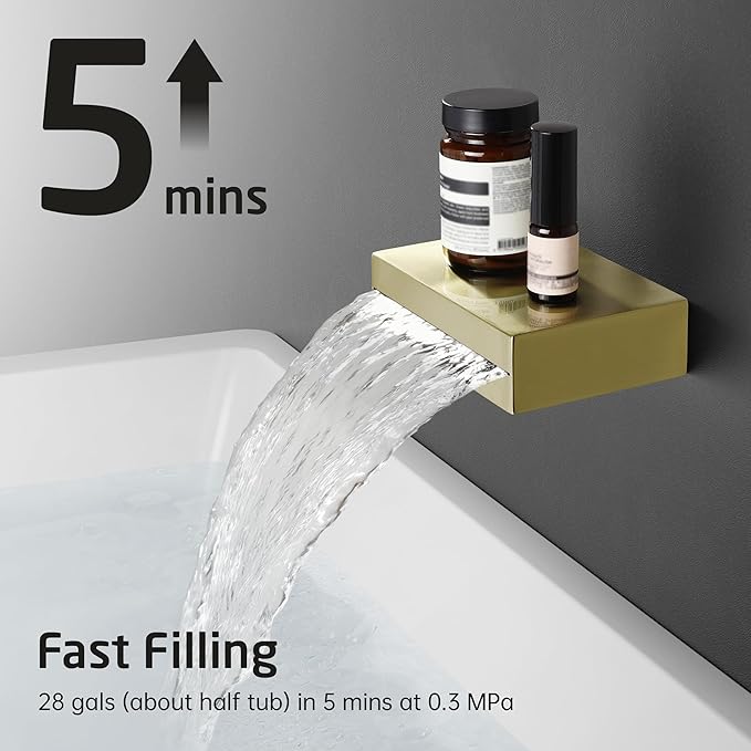 KES Bath Shower Faucet Set Tub and Shower Faucet Set Rain Shower Head with Handheld Shower System Pressure Balance Brushed Gold, XB6305F18-BZ