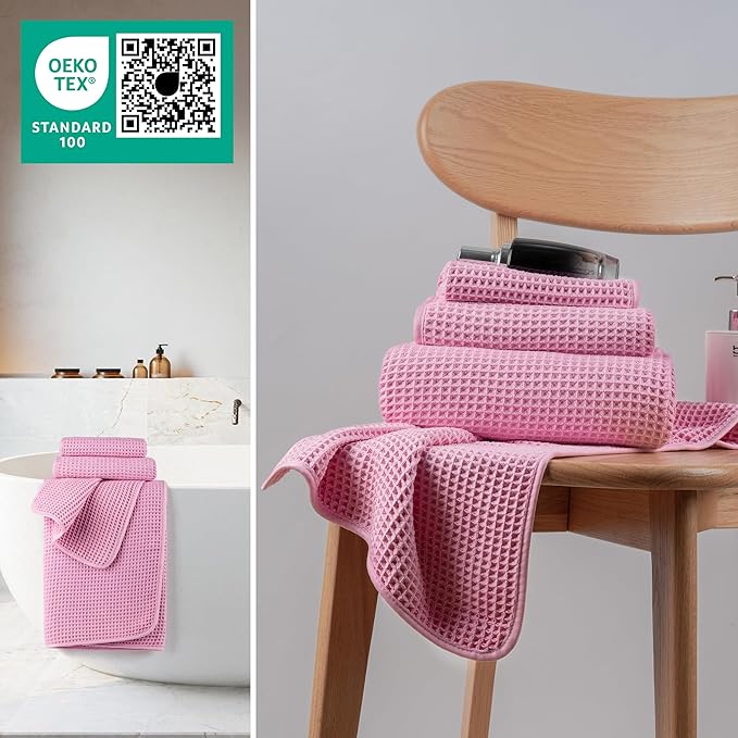 New Microfiber Waffle Bath Towels, 3 Pieces, Oversized, Soft, Absorbent, Fast Drying, Lint Free, Includes Bath, Face and Hand Towels