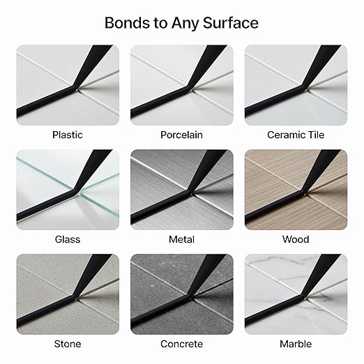 Jet Black Kitchen & Bathroom Sealant & Adhesive Hybrid Polymer | Superior to Silicone Caulk Sealant | Waterproof, Odorless, Paintable | Ideal for Around Bathtub, Shower, Kitchen - 300ml 3 Pack