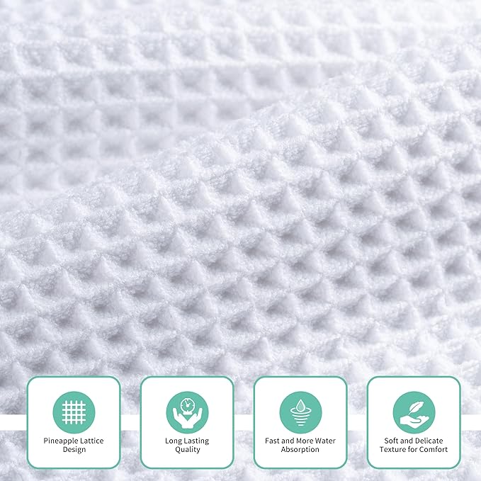 New Microfiber Waffle Bath Towels, 3 Pieces, Oversized, Soft, Absorbent, Fast Drying, Lint Free, Includes Bath, Face and Hand Towels