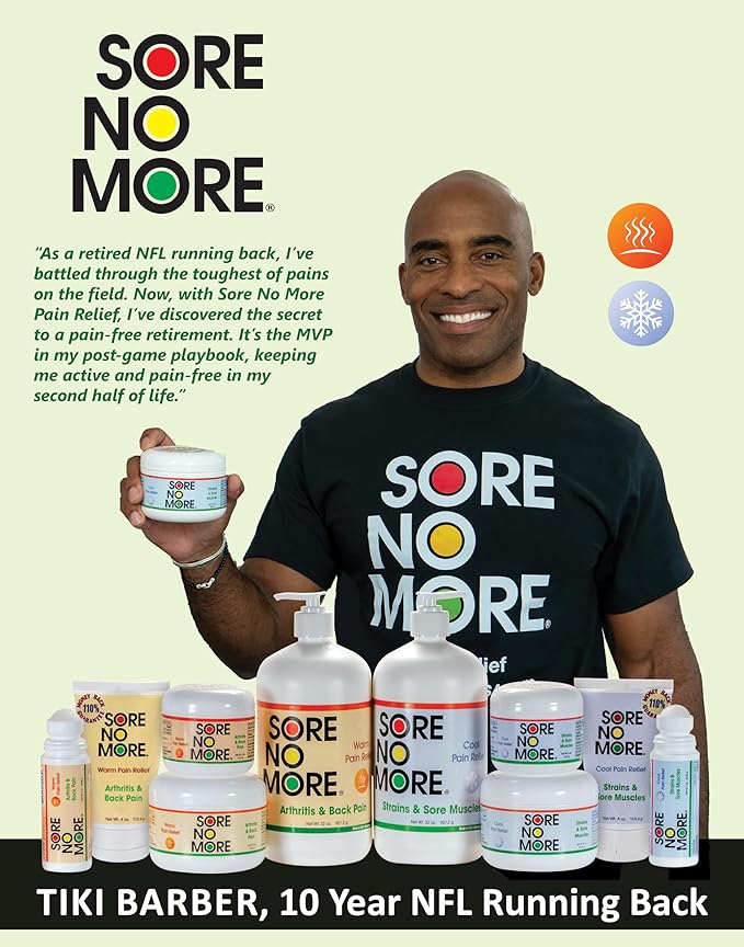 Sore No More Cool Relieving Gel for Aches & Pains in Muscles & Joints associated with Strains, Bruises & Sprains | Absorbs Quickly with a Refreshing Lemon Aroma | 8 oz Jar