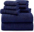 Casa Platino 100% Cotton 8 Piece Bath Towel Set - Ring Spun, Quick Dry, Super Soft & Highly Absorbent - 2 Bath, 4 Washcloths, 2 Bathroom Hand Towels - Hotel Quality Bathroom Towel Set - Navy Blue