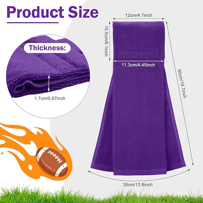 Shimeyao 2 Pcs Cotton Sports Football Towel with Closure Pitching Football Sweat Towel for Sports Gym Men Women Accessories(Purple, Yellow, Various)