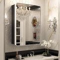 Keonjinn 24 x 32 Inch Chrome Recessed Medicine Cabinets, Bathroom Mirrored Medicine Cabinet, Silver Stainless Steel Framed, Adjustable Shelves, in Wall or Surface Mount, Sturdy & Heavy, Farmhouse