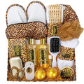 Christmas Gifts for Women, Bath Gift Set, Leopard XXL 20 Pcs Skin Care Set, Slef Care Gifts Set , Mother's Day, Valentine, Birthday, Home Spa Kit, Shower Gel, Body Lotion, Shower Cap,Manicure Set