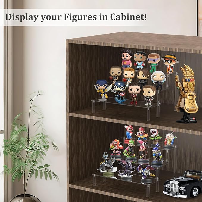AZEAM Acrylic Riser,Clear Display Risers Stand Perfume Organizer Cologne Acrylic Shelves 3 Tiered Cupcake Shelf for Amiibo Funko POP Figures Food Desserts Holder Collection Cosmetic Vendor Product