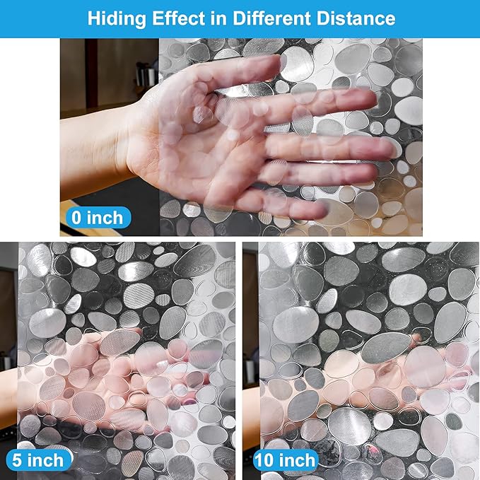 UFRIDAY Long Shower Curtain Liner 72 x 78 Inch, Thick EVA Waterproof Weighted Shower Curtain for Bathroom Heavy Duty with 3 Big Bottom Magnets,Clear, 3D Cobblestone