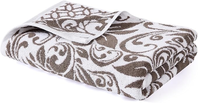 Modern Threads Trefoil Filigree 6-Piece 100% Cotton Towel Set – Reversible Yarn Dyed Jacquard – Includes 2 Bath Towels, 2 Hand Towels, 2 Washcloths – Absorbent, Quick Dry, Soft & Durable – Mocha Brown