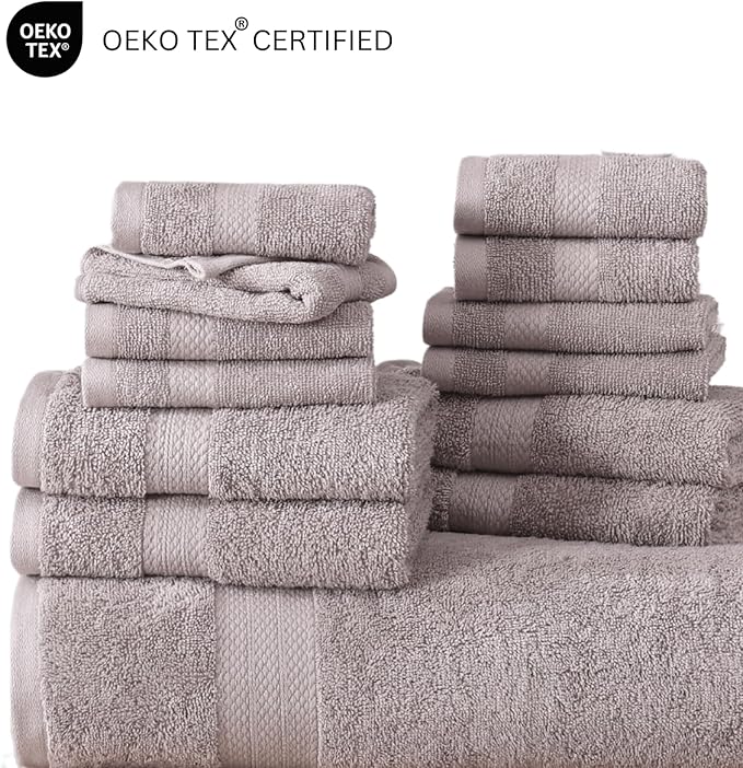 LANE LINEN 100% Cotton Bathroom Towel Set - 6 Pieces - Fluffy, Super Soft & Highly Absorbent - 2 Large Bath Towels, 2 Washcloths, 2 Hand Towels - Ringspun, Double Sided Cotton Terry - Platinum