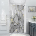 Small Stall Marble Shower Curtain 36 x 72 Inch, Half Narrow Abstract Modern Shower Curtains for Bathroom, Luxury Art Ink Texture Fabric Shower Curtain Set with Hooks, Grey