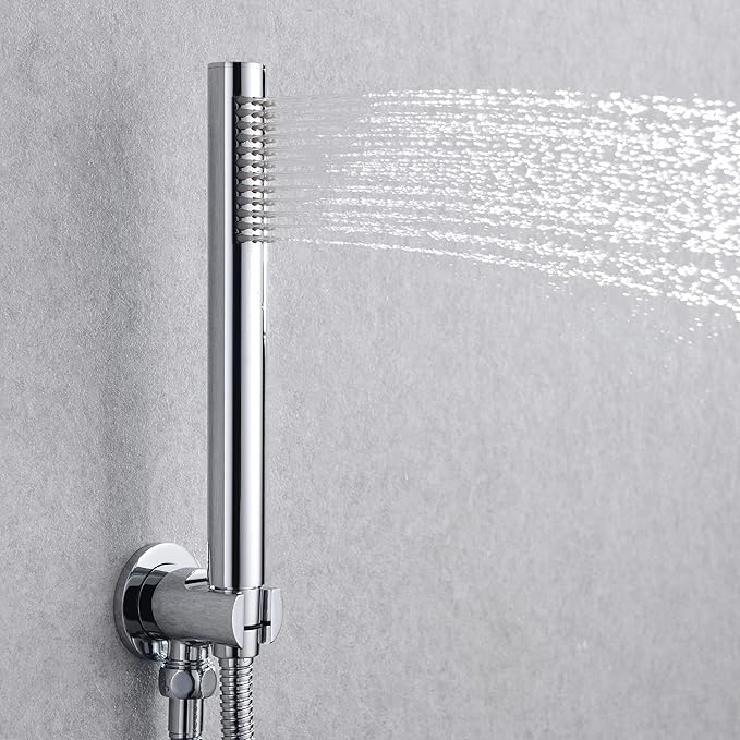 sumerain Wall Mount Tub Filler Waterfall Tub Faucet with Handheld Shower, Chrome Finish