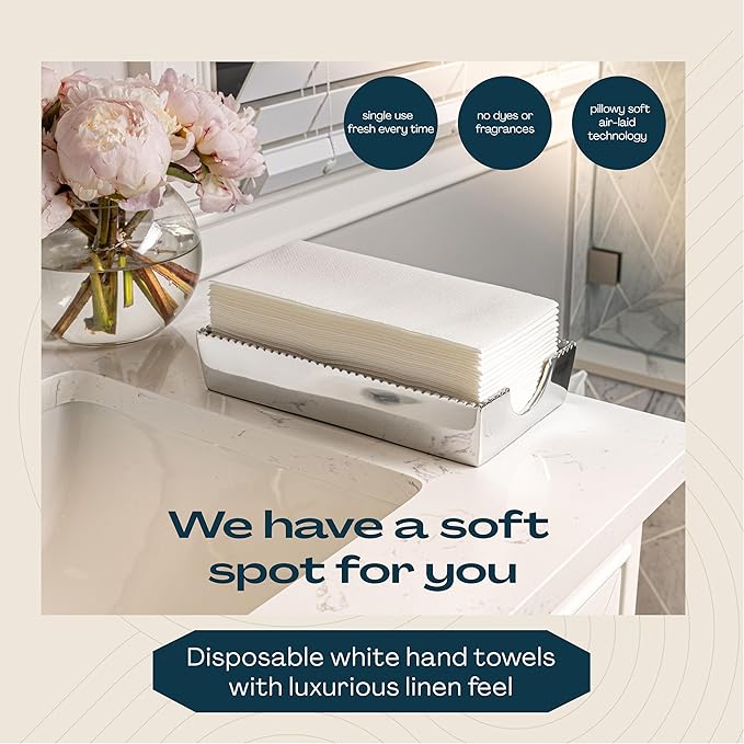 Disposable Linen-Feel Guest Hand Towels [MEDIUM SIZE - Pack of 7500] - Disposable Cloth-Like Bathroom Napkins - Soft And Absorbent Paper Napkin For Kitchen, Bathroom, Party, Wedding, Or Event