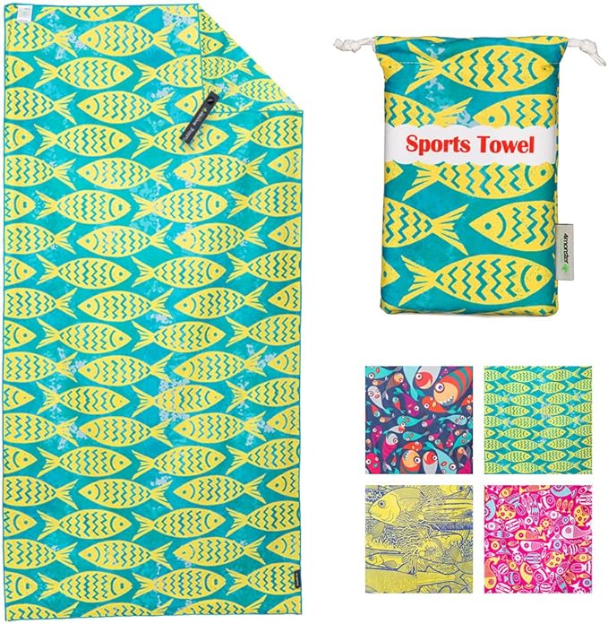 4Monster Microfiber Beach Towel Quick Dry,Super Absorbent Lightweight Travel Towel for Swimmers, Sand Free Camping Towel, Beach Towels for Pool,Swim,Water Sports,Yoga