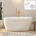 FerdY Tahiti 55" Acrylic Freestanding Bathtub, Elegant Oval Shape Soaking Bathtub, Glossy White, Chrome Drain & Integrated Slotted Overflow Assembly Included cUPC Certified