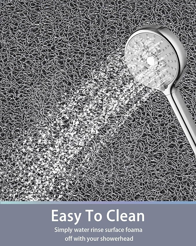 Mecko Non-Slip Shower Mat, Anti-Slip Bath Mat with Suction Cups – Quick-Drying Loofah Texture for Tub with for Indoor and Outdoor Use, Bathtubs and Wet Areas (Grey, 16"x40")