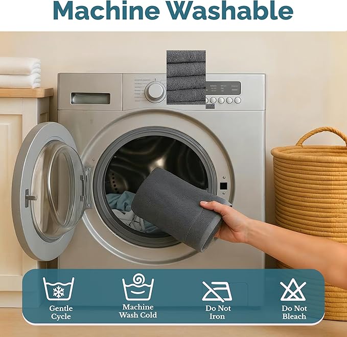 Casa Platino 100% Mercerized Cotton Hand Towels for Bathroom (16"x28") - Spa & Hotel Quality - Ring Spun - Quick Dry, Soft & Absorbent Bath Hand Towel Set of 6 - Pet Friendly, Pre Shrunk - Cool Grey