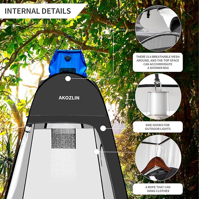 AKOZLIN Portable Pop Up Shower Tent Instant Privacy Dressing Changing Tent Outdoor Shower Room Camp Toilet Tent